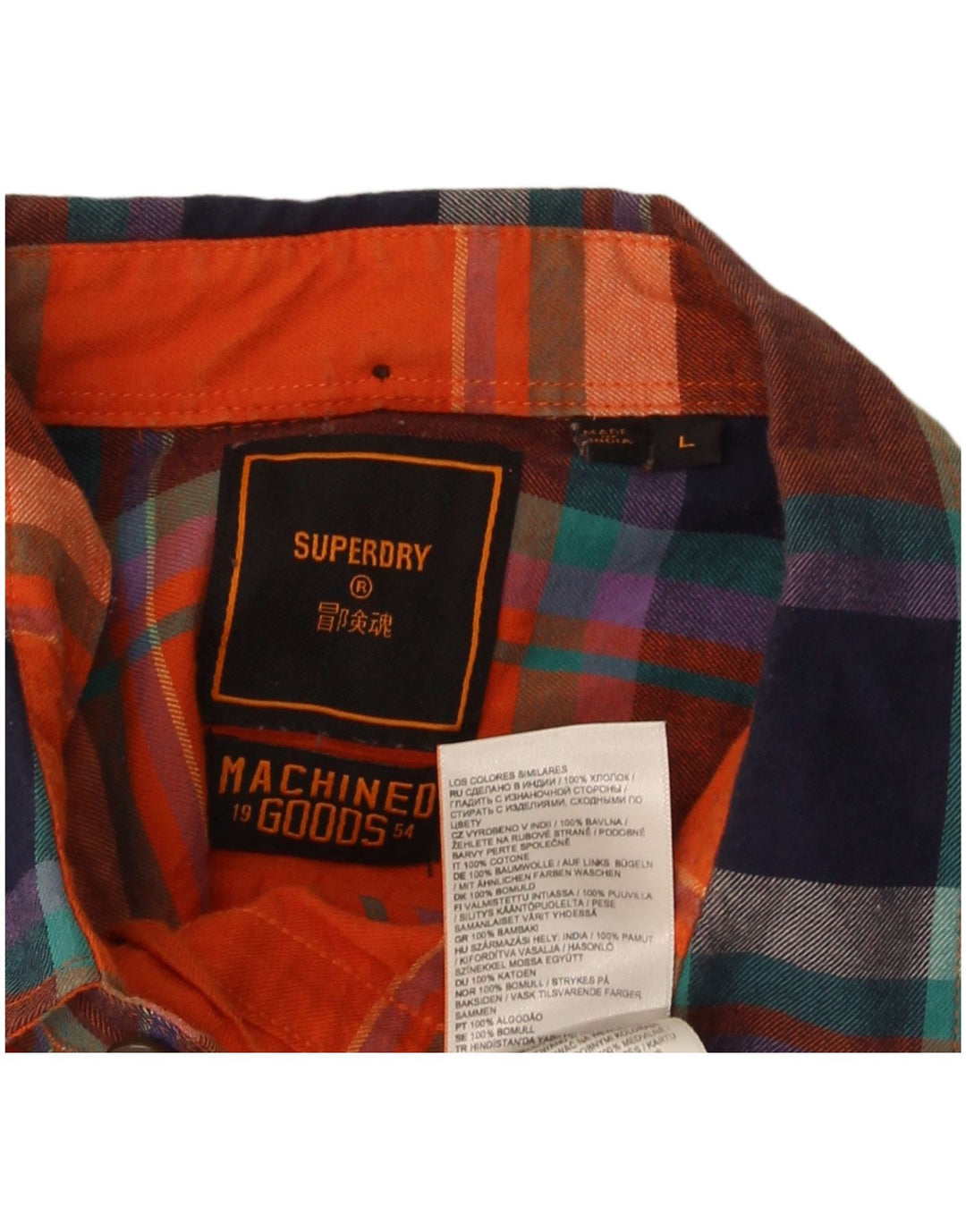 Męska koszula flanelowa Superdry, duża, bawełniana w pomarańczową kratę