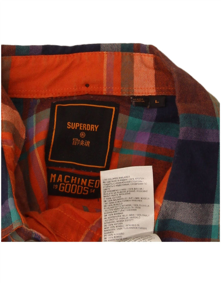 Męska koszula flanelowa Superdry, duża, bawełniana w pomarańczową kratę