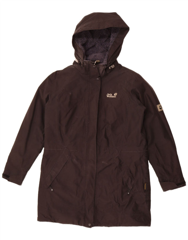 Damski płaszcz wiatrówkowy Jack Wolfskin z kapturem UK 16, duży, czarny poliester