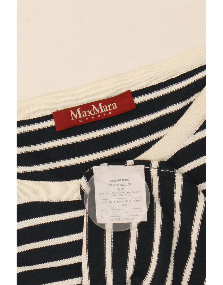 Top damski Max Mara z długim rękawem UK 16, duży, granatowy w paski