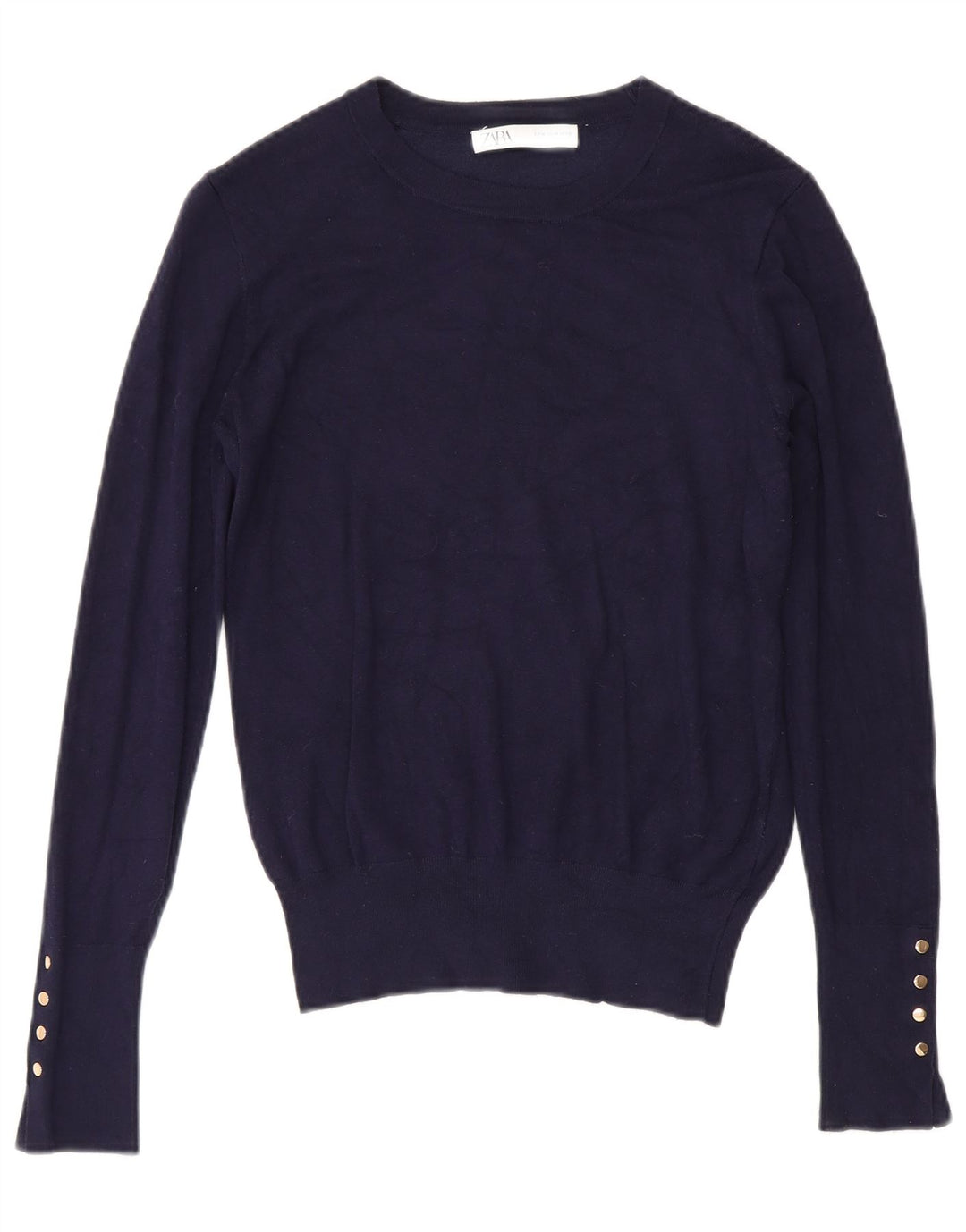 Sweter damski Zara z dekoltem w łódkę UK 12, średni granatowy