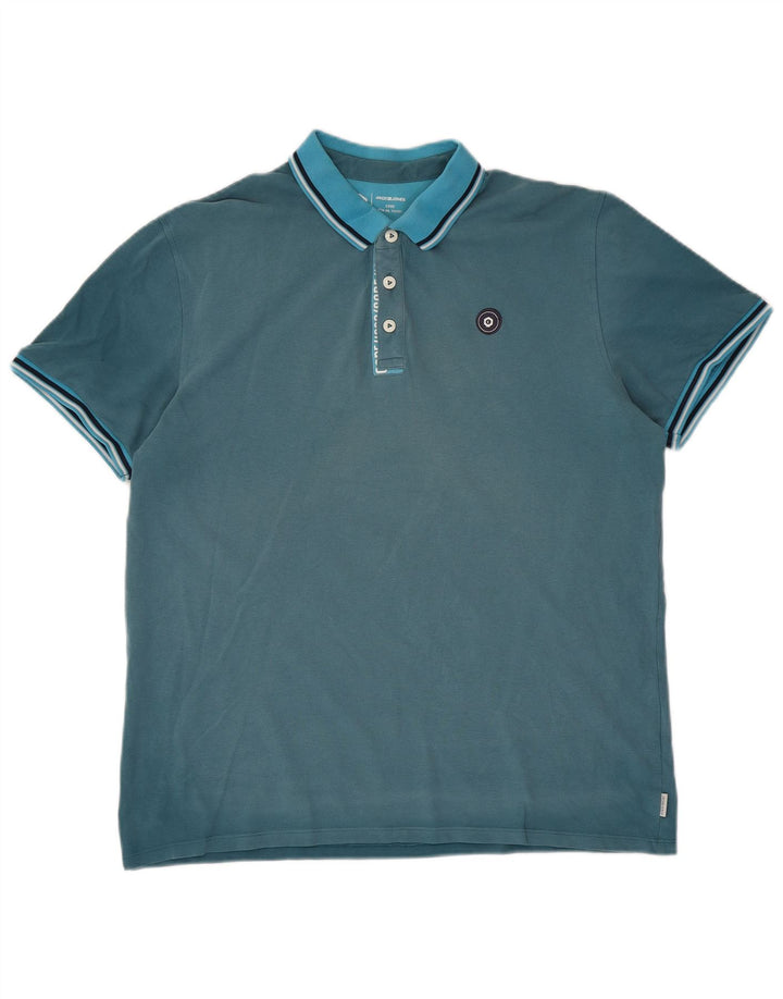 Męska koszulka polo JACK & JONES XL, niebieska, bawełniana