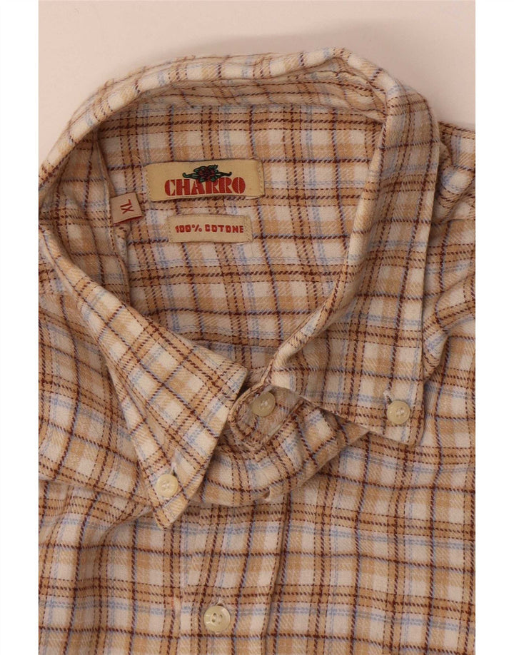 Koszula flanelowa męska Charro XL w beżową kratę, bawełniana