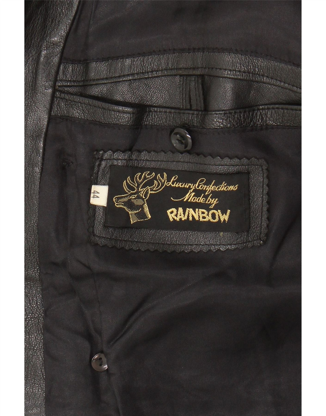 RAINBOW Womens Leather Coat IT 44 Medium Black Vintage Rainbow and Second-Hand Rainbow from Messina Hembry 