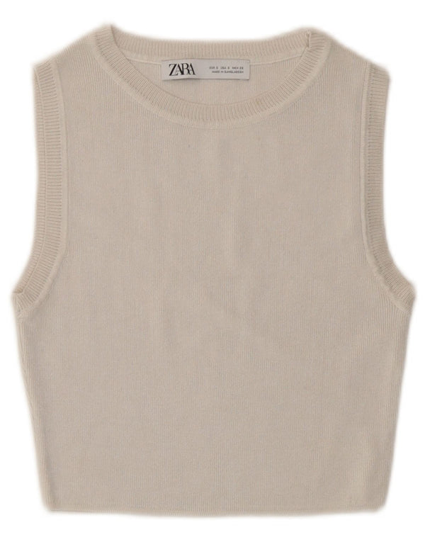 Damski sweterek Zara Crop Top UK 8 Small Off White Wiskoza