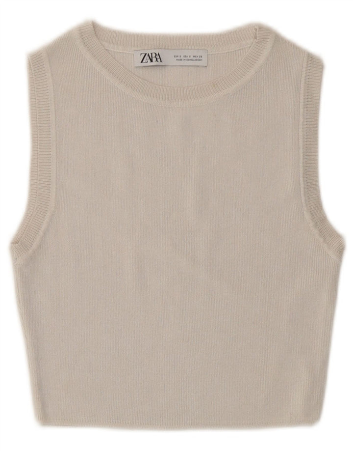 Damski sweterek Zara Crop Top UK 8 Small Off White Wiskoza