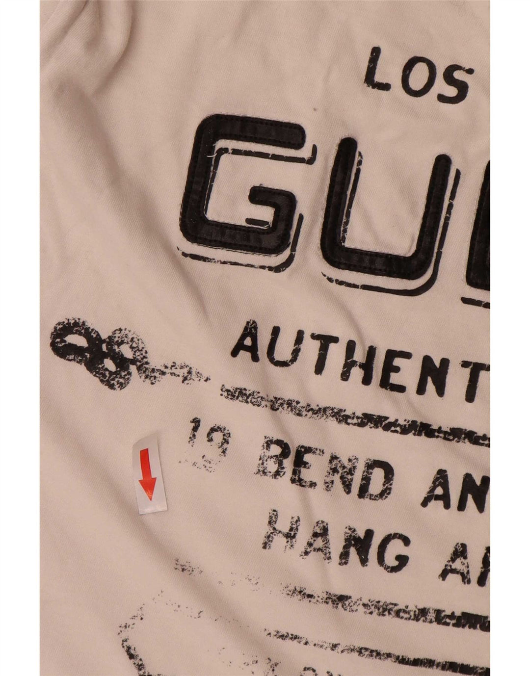 Guess Męski top slim fit z grafiką z długim rękawem, duży, biały