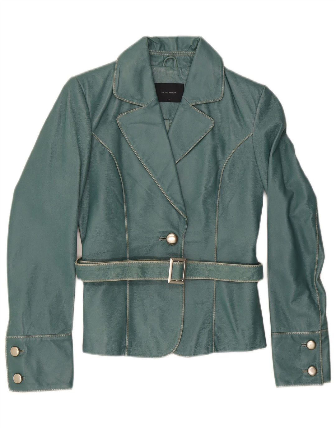Vero Moda Damska skórzana marynarka zapinana na 1 guzik UK 10 Small Green