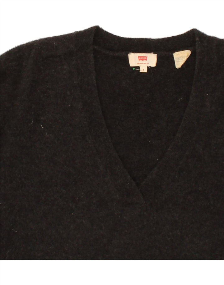LEVI'S Womens Longline V-Neck Jumper Sweater UK 10 Small Black Vintage Levi's and Second-Hand Levi's from Messina Hembry 