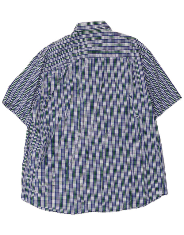 Męska koszula żeglarska Paul & Shark z krótkim rękawem, rozmiar 45 17 3/4 XL, niebieska kratka