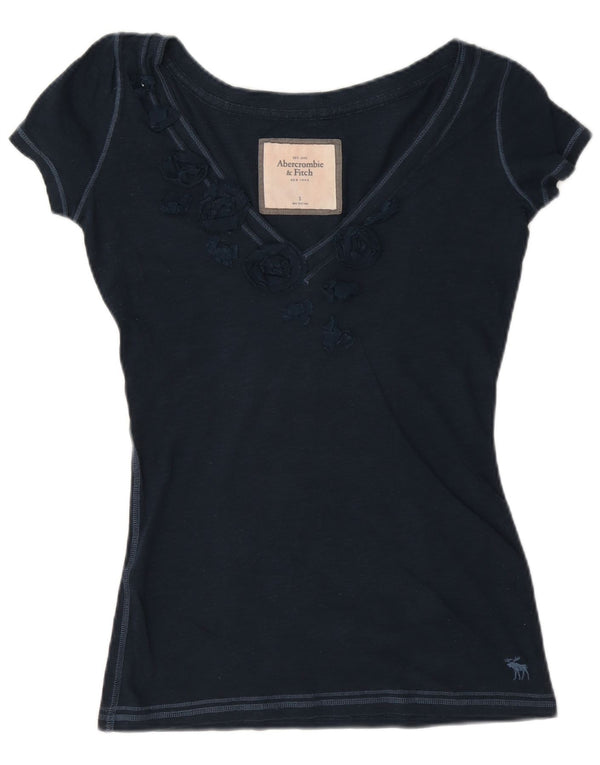T-shirt damski Abercrombie & Fitch Top UK 10, mały, granatowy w kwiaty