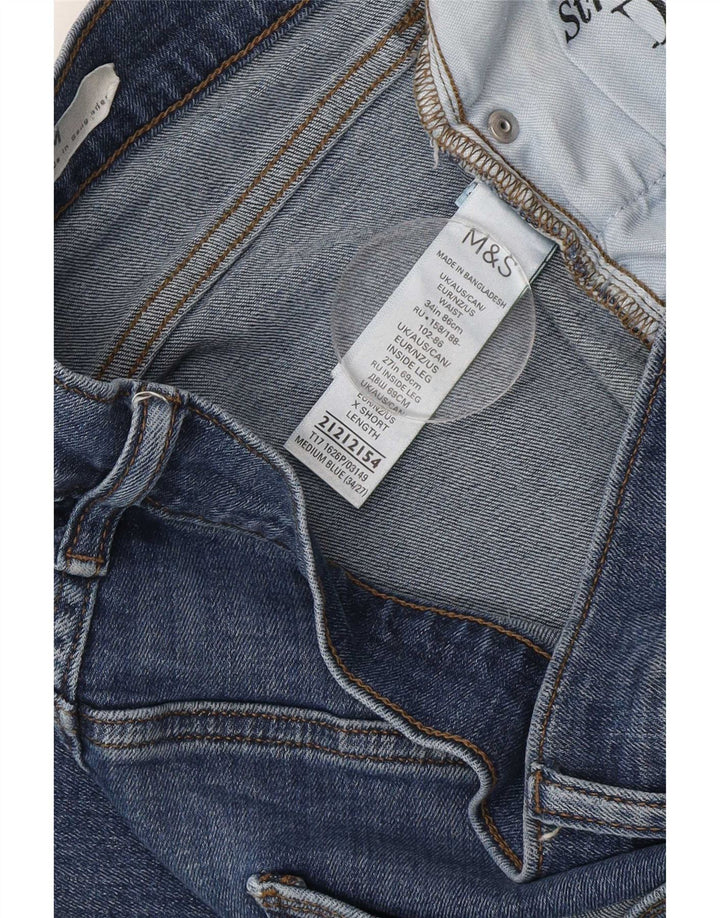 Marks & Spencer Męskie jeansy slim W34 L27 Niebieskie bawełniane