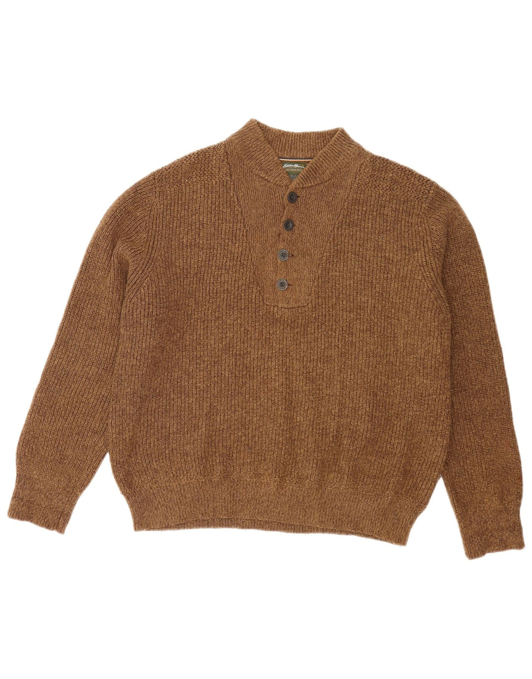 Męski sweter zapinany na guziki Eddie Bauer, średniobrązowy, nakrapiany
