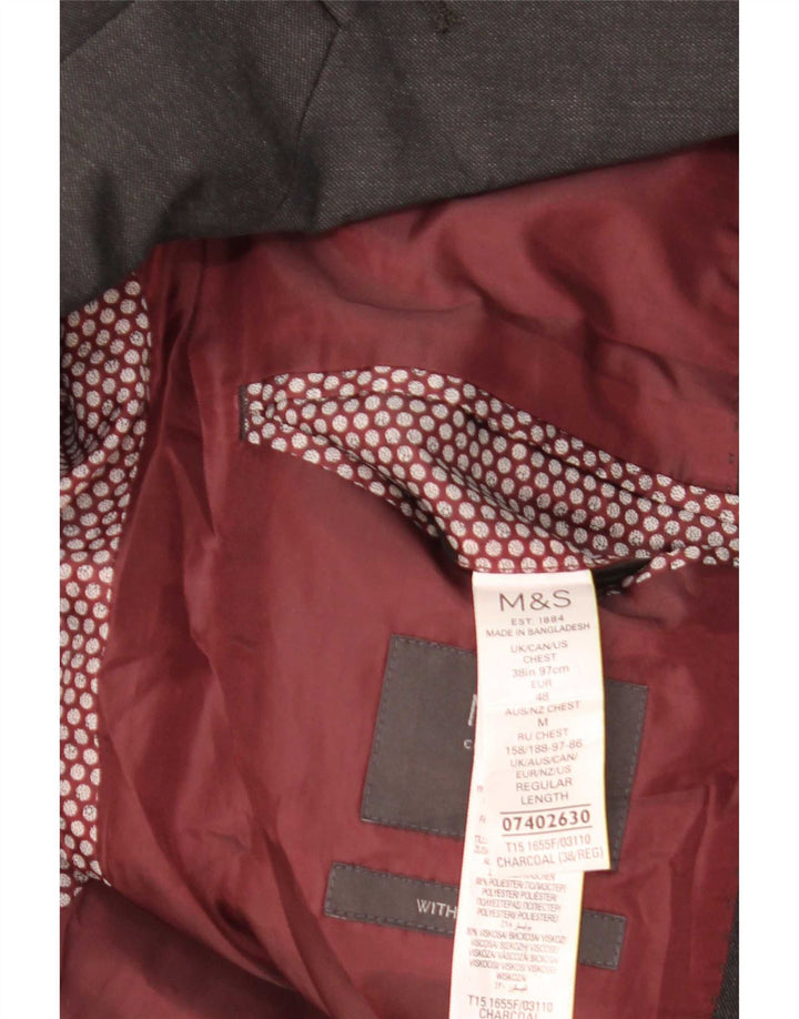 Marks & Spencer Męska marynarka zapinana na 2 guziki, EU 48, średnioszary poliester