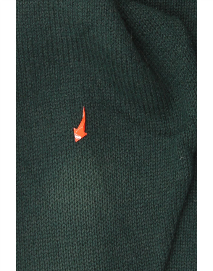 Sweter damski w stylu vintage z golfem UK 14, duży, zielony, wełniany