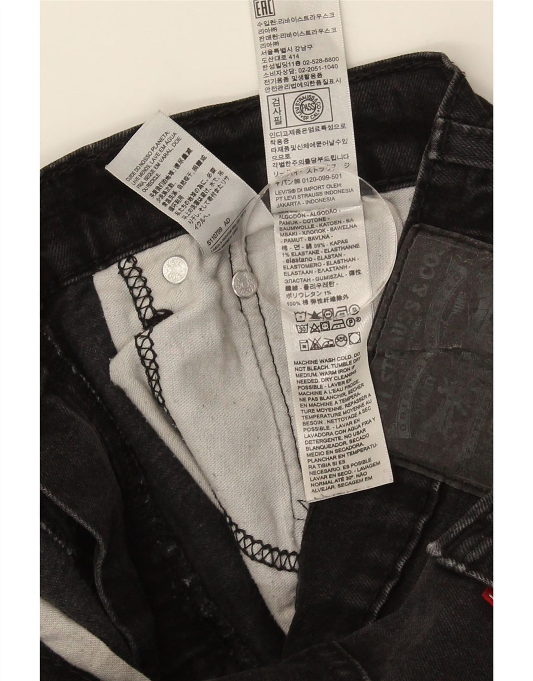 Męskie jeansy Levi's 502 Tapered W33 L27 Czarna bawełna