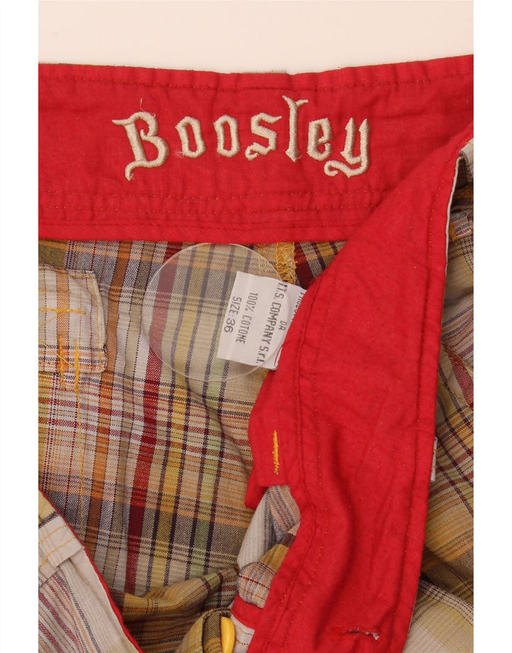 Męskie spodenki bojówki Boosley W36, duża, wielobarwna, bawełniana krata