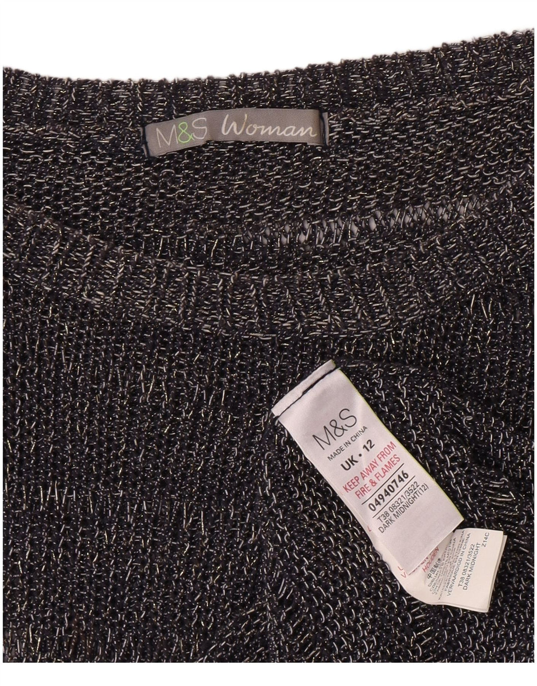 Marks & Spencer Damski sweter z dekoltem w łódkę UK 12 Średni granatowy