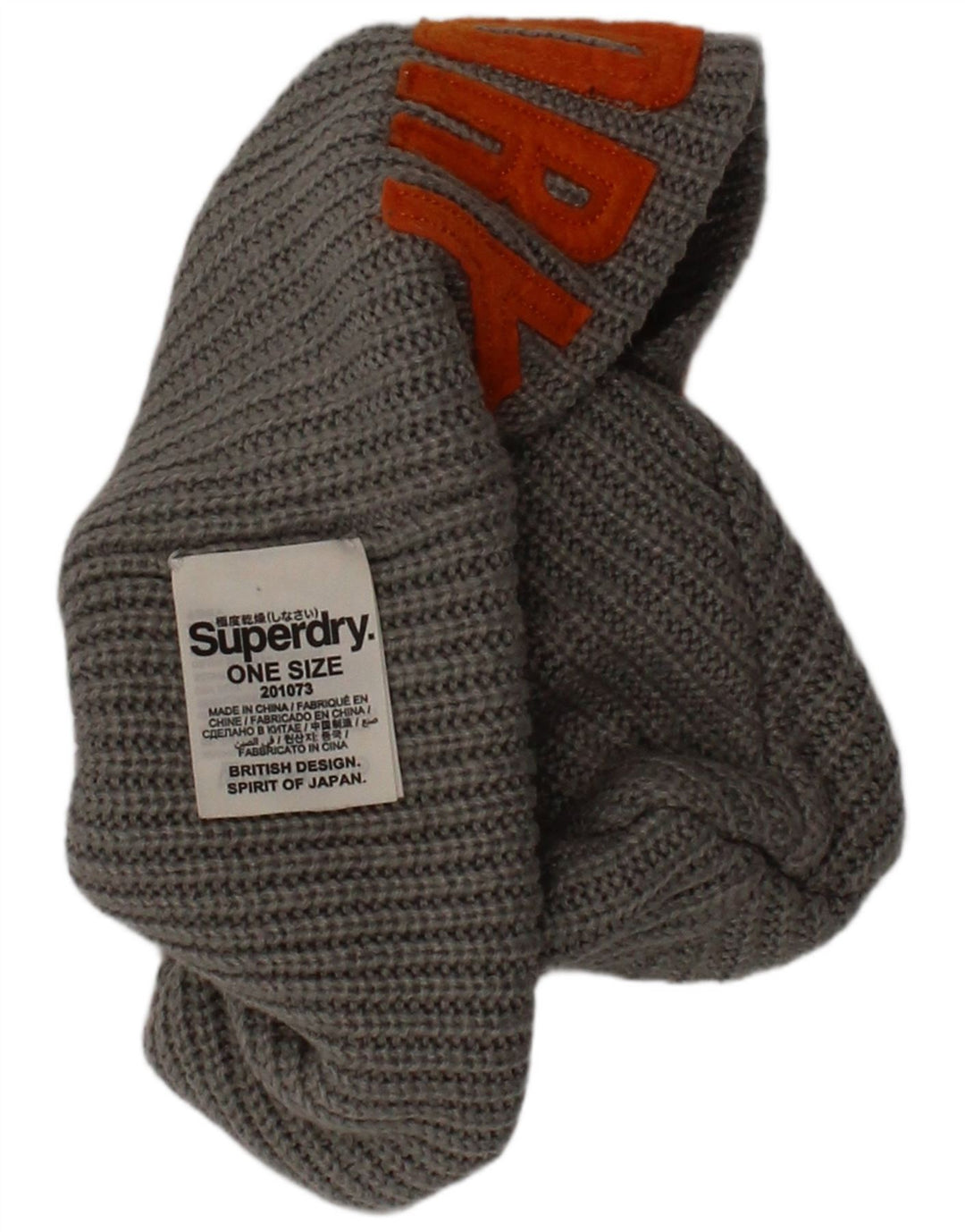 Męska czapka typu beanie Superdry z grafiką w jednym rozmiarze, szare, akrylowe logo