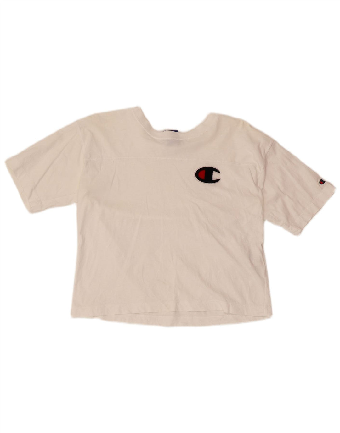 Damska koszulka Crop CHAMPION Top UK 10 Small, biała bawełna