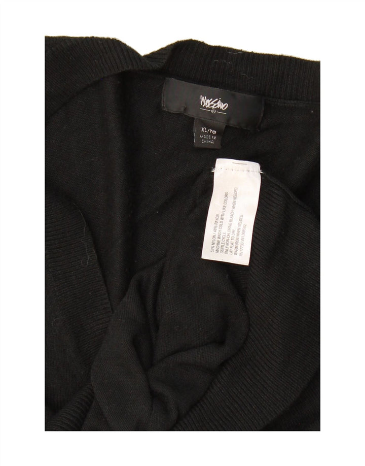 MOSSIMO Womens V-Neck Jumper Sweater UK 18 XL Black Nylon Vintage Mossimo and Second-Hand Mossimo from Messina Hembry 