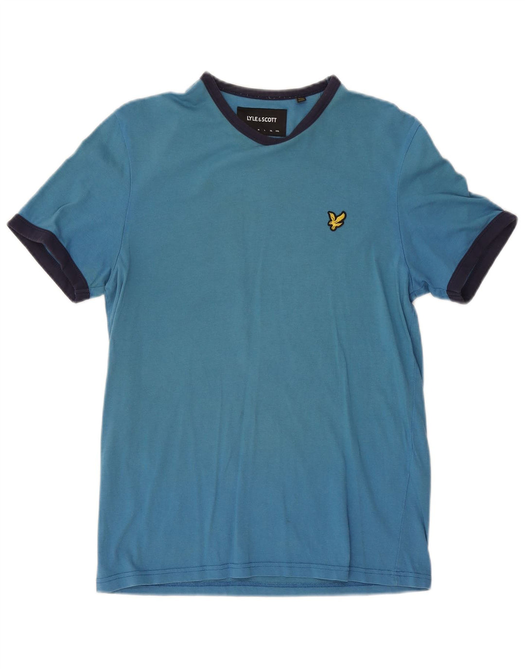 T-shirt męski Lyle & Scott, mały, niebieski, bawełniany z blokami kolorów