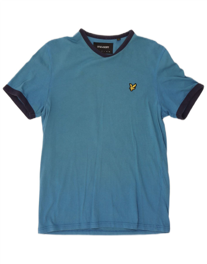 T-shirt męski Lyle & Scott, mały, niebieski, bawełniany z blokami kolorów