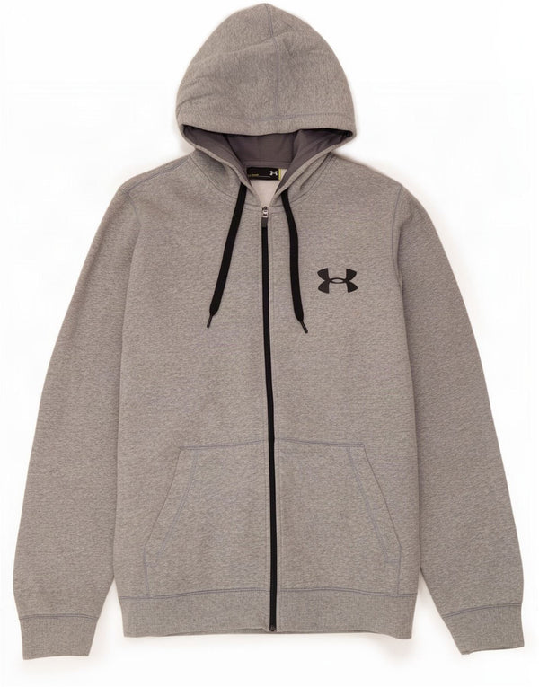 Męski sweter z kapturem i zamkiem Under Armour, duży, szary, bawełniany