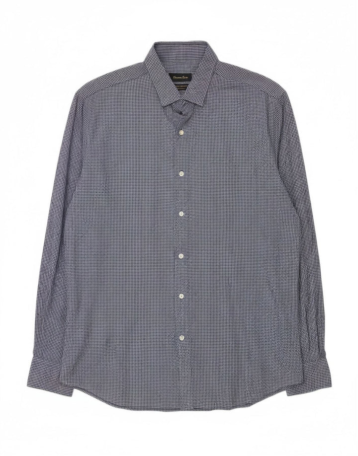 MASSIMO DUTTI Mens Shirt 2XL Navy Blue Check