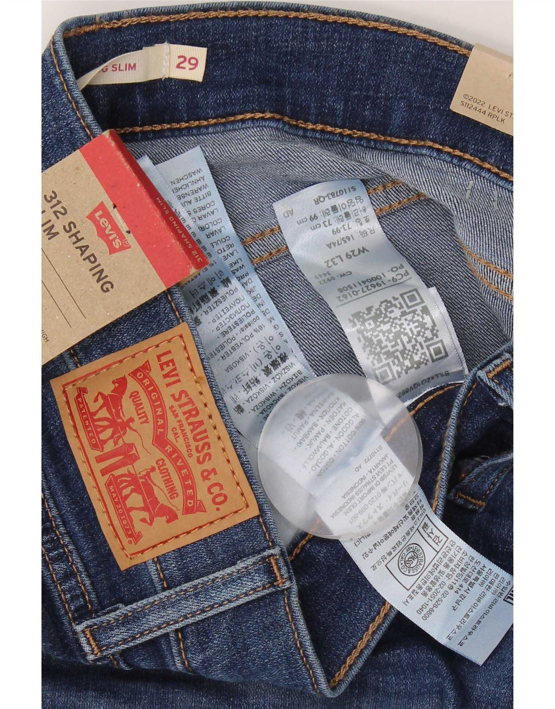 Damskie jeansy Levi's 312 Shaping W29 L32 Niebieska bawełna