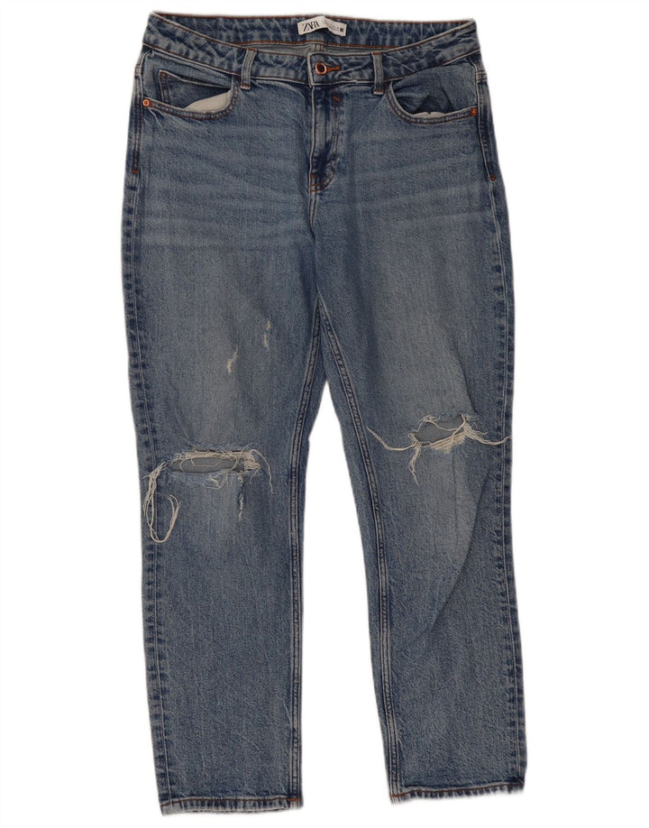 Damskie jeansy ZARA w trudnej sytuacji, EU 40 Medium W30 L27 Niebieskie