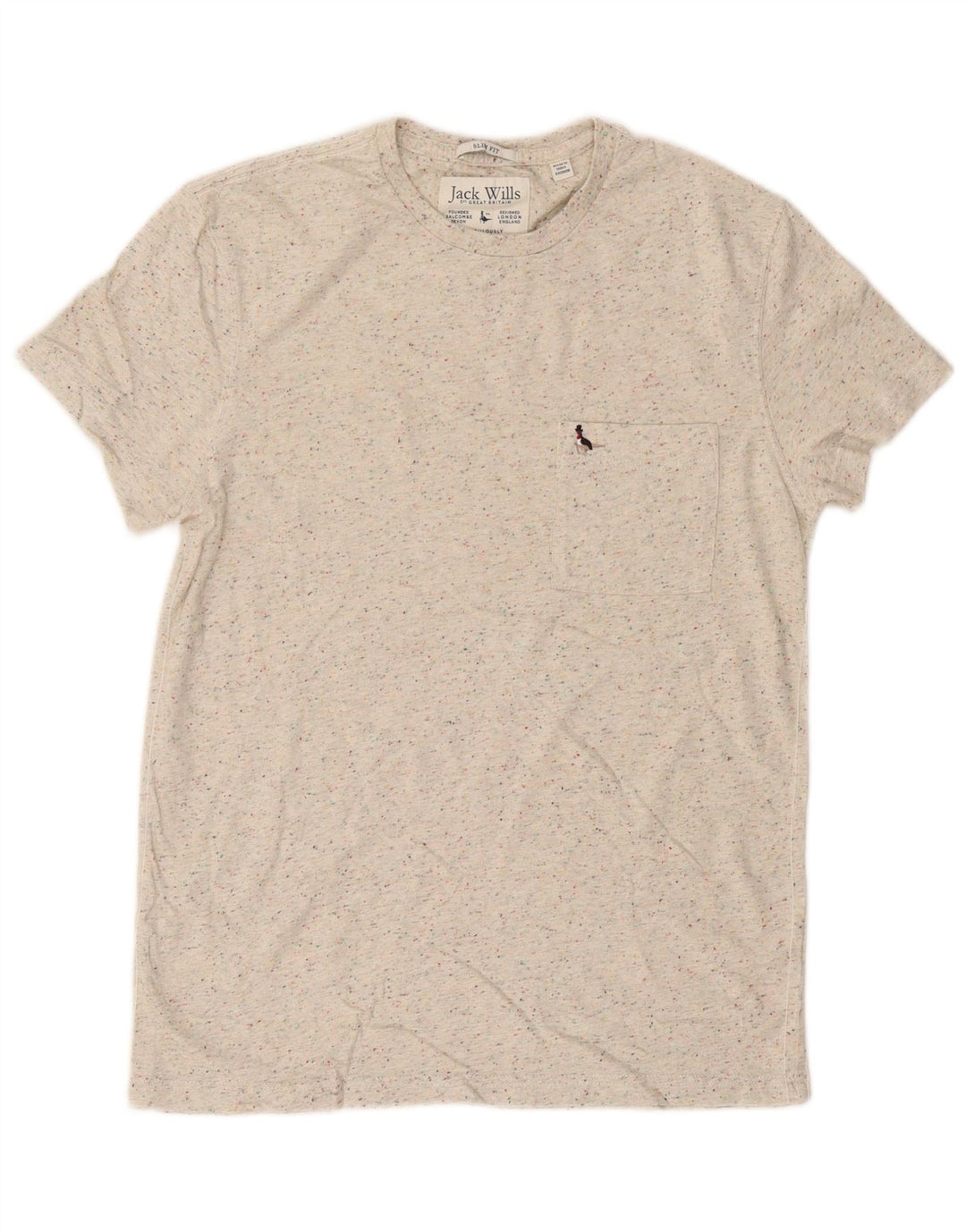T-shirt męski Jack Wills, średniej wielkości beżowa bawełniana nakrapiana