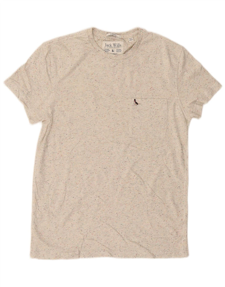 T-shirt męski Jack Wills, średniej wielkości beżowa bawełniana nakrapiana