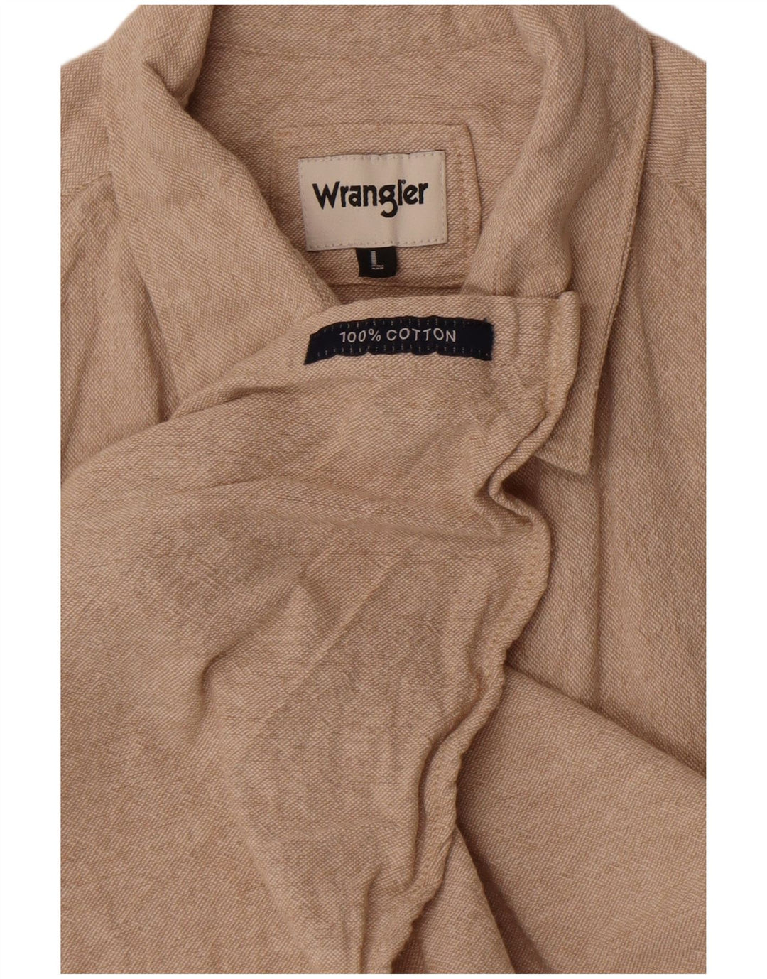Koszula męska z krótkim rękawem Wrangler, duża, beżowa, bawełniana