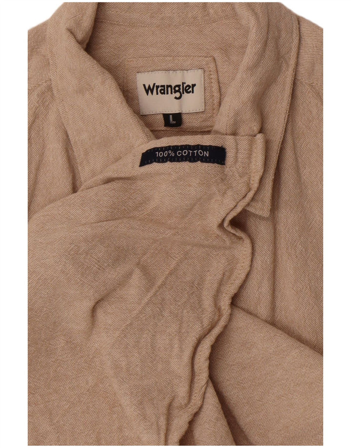 Koszula męska z krótkim rękawem Wrangler, duża, beżowa, bawełniana