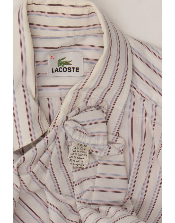 Koszula męska Lacoste rozmiar 40, bawełniana w średnie białe paski