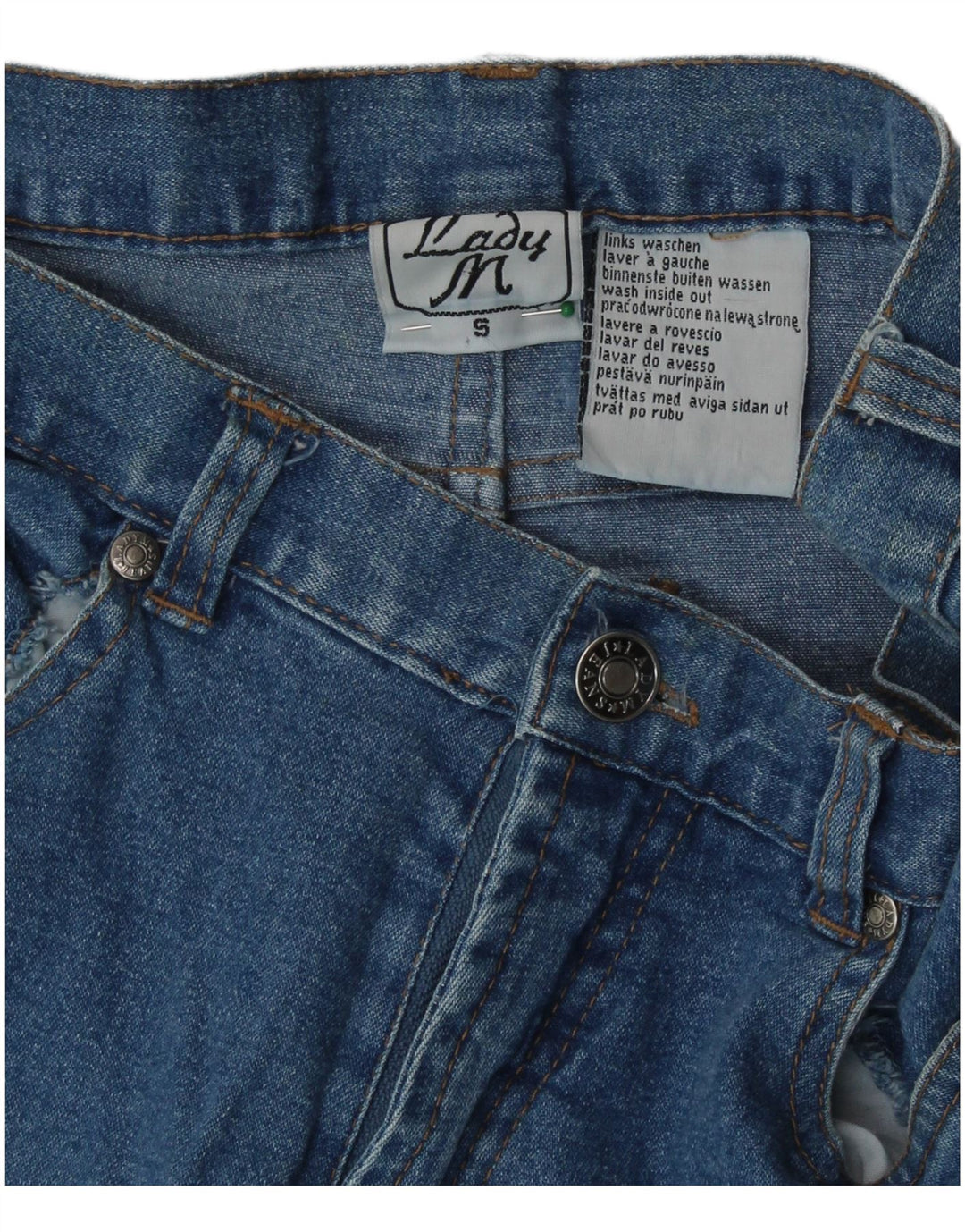 Damskie jeansy rozkloszowane w stylu vintage, małe W28 L30, niebieskie, bawełniane