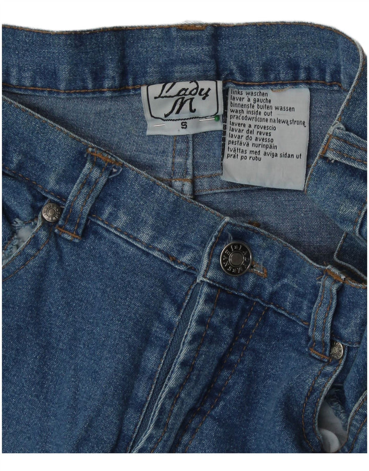 Damskie jeansy rozkloszowane w stylu vintage, małe W28 L30, niebieskie, bawełniane