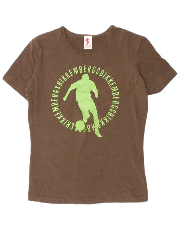 Bikkembergs Chłopięcy T-shirt z grafiką, 11-12 lat, mały, bawełniany khaki