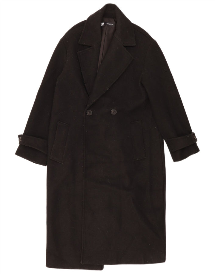 Damski płaszcz oversize z podwójnymi piersiami Zara UK 6 XS, czarny poliester