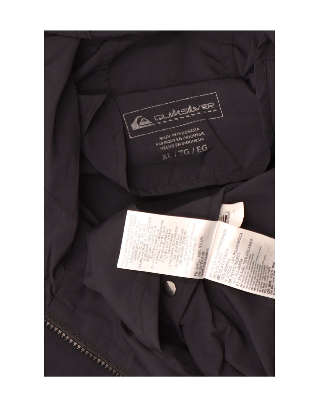 Męska kurtka przeciwdeszczowa Quiksilver z grafiką UK 42 XL, czarny nylon