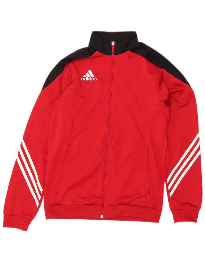 Adidas Męska bluza dresowa, mała czerwona, poliestrowa z blokami kolorów