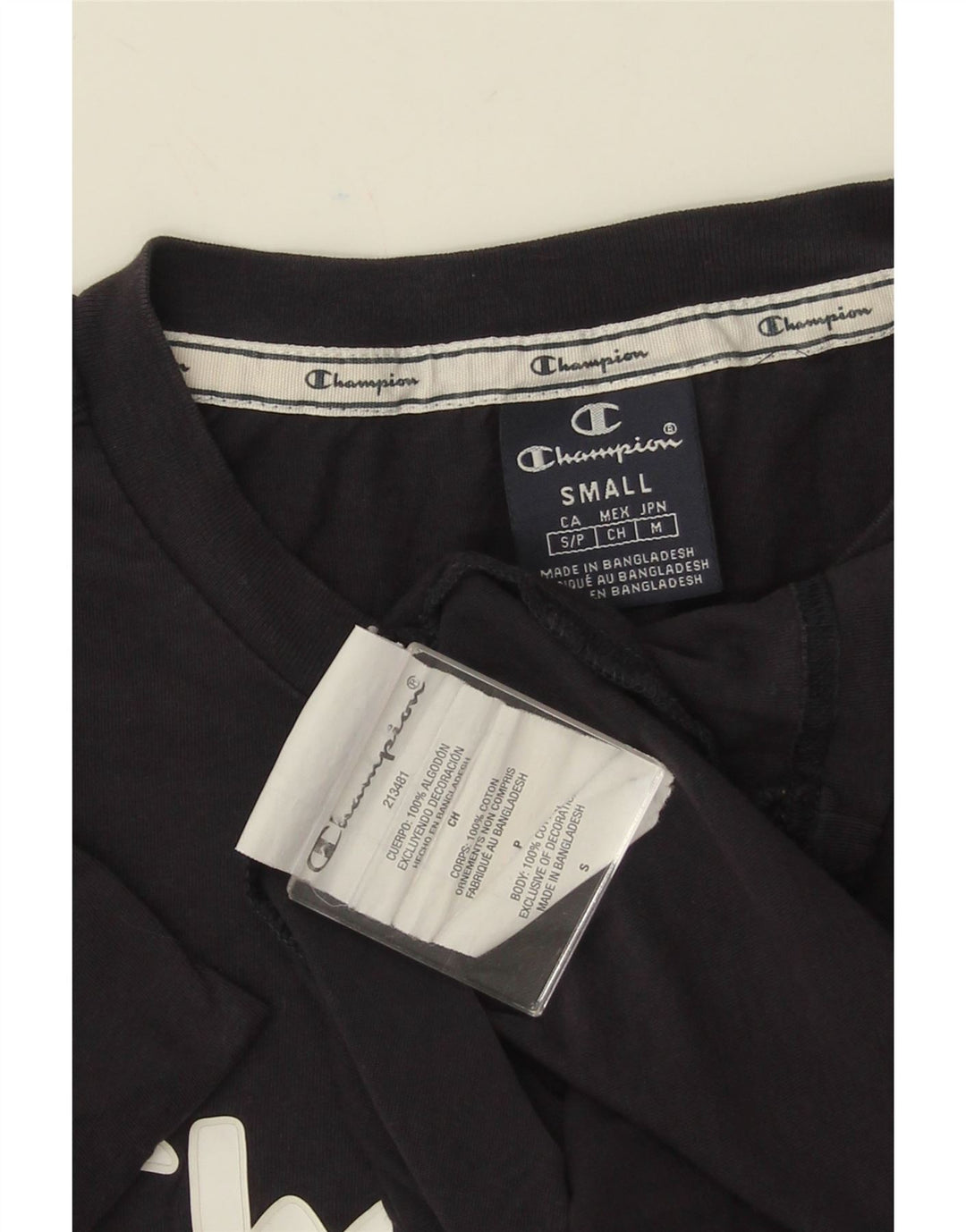 Męski T-Shirt CHAMPION z grafiką, mały, granatowy, bawełniany