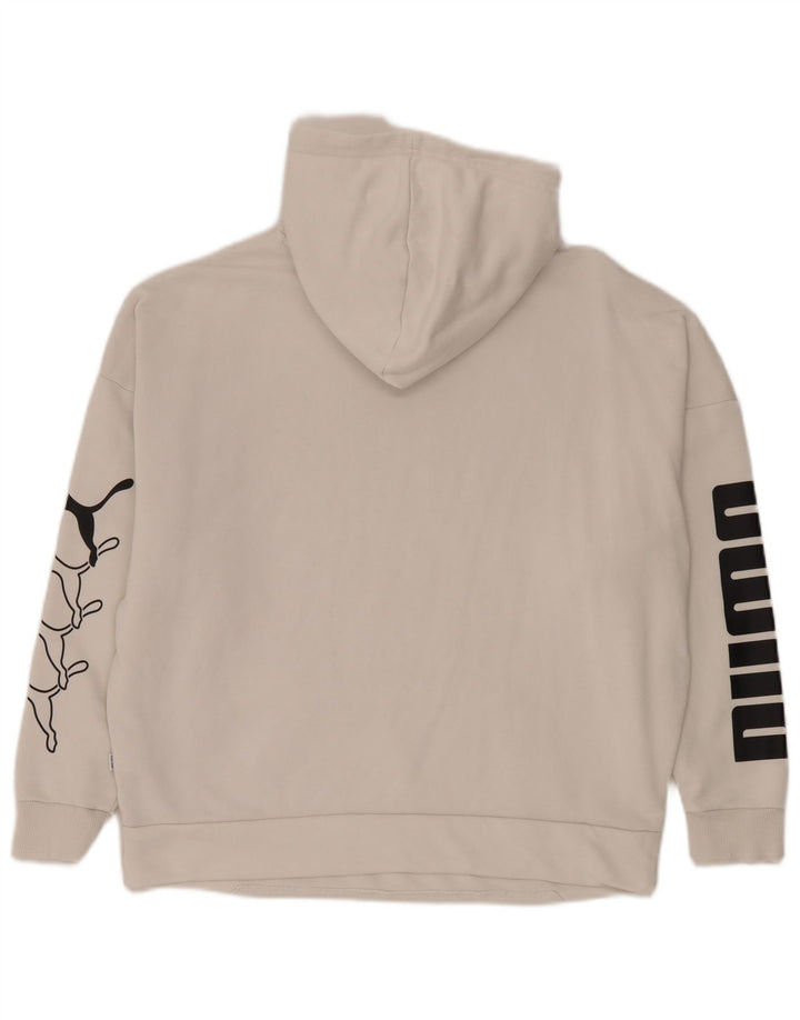 Damska bluza z kapturem Puma z grafiką, oversize, UK 14, średnia biała bawełna
