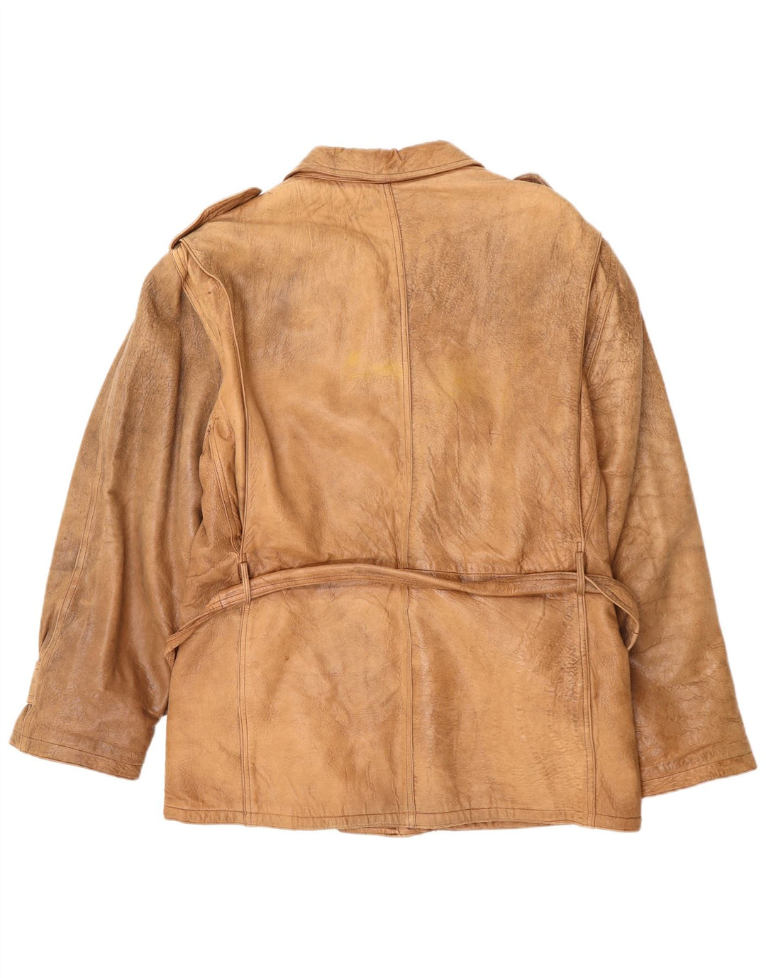 Męska kurtka wojskowa skórzana VINTAGE UK 42 XL beżowa