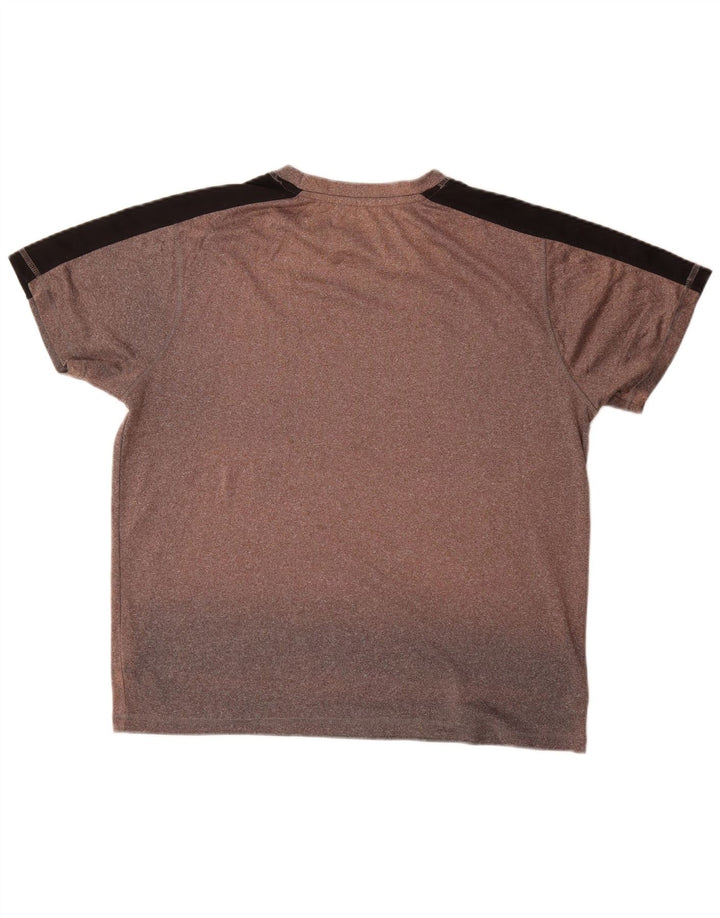 T-shirt męski Fila, duży, brązowy, poliestrowy blok kolorów
