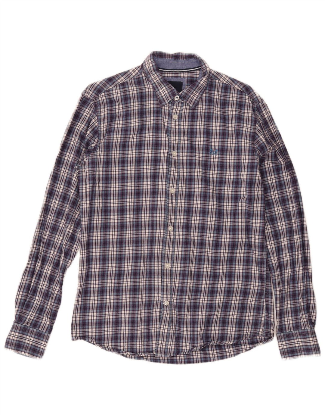 Crew Clothing Męska koszula flanelowa, średnia, granatowa, bawełniana w kratkę