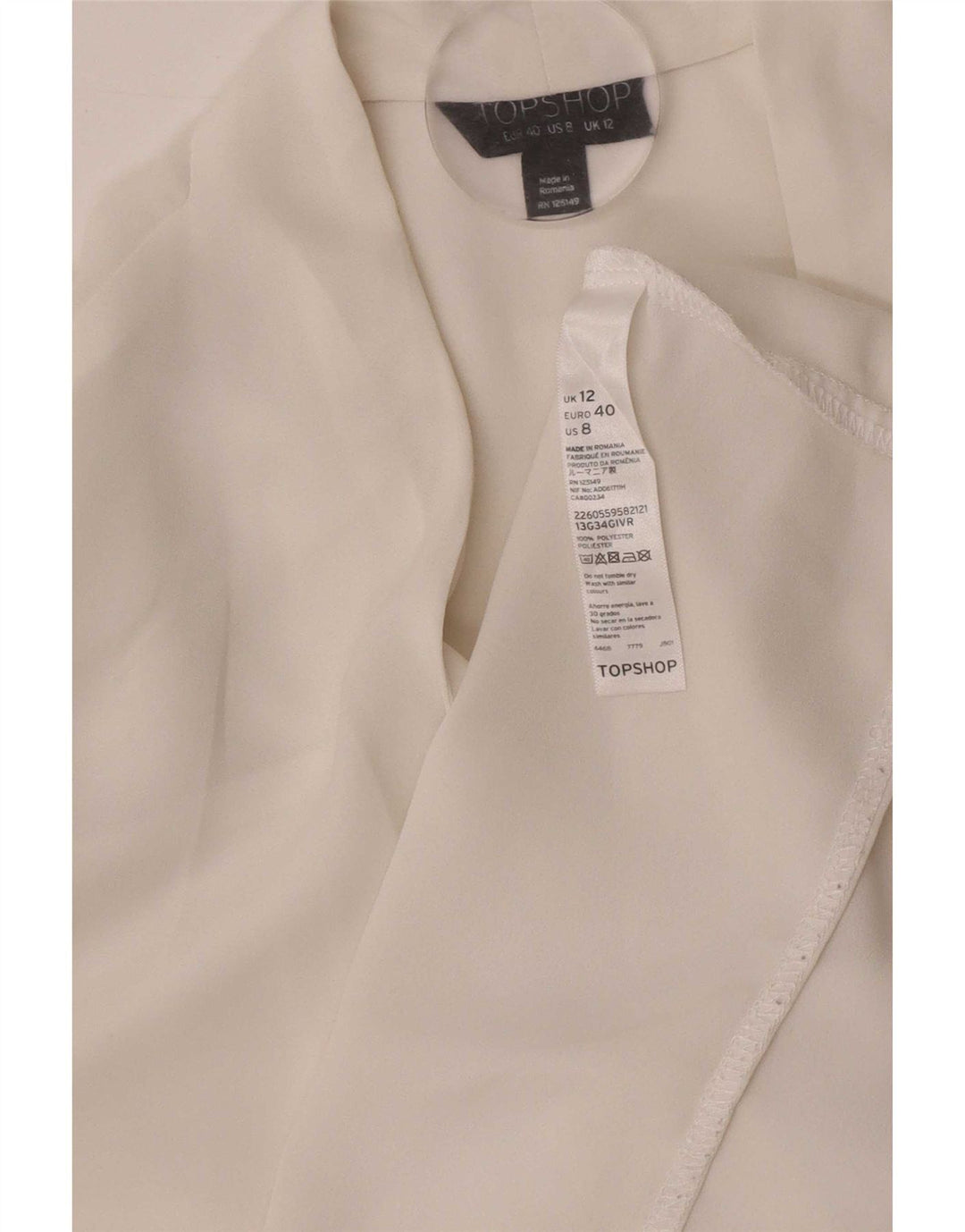 Damska bluzka z długim rękawem Topshop UK 12 Średni biały poliester