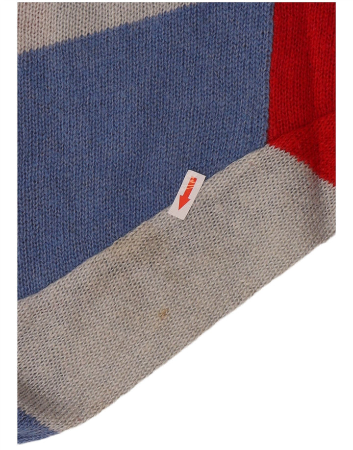 Vintage męski sweter z wycięciem pod szyją, mały, wielobarwny Argyle/diament