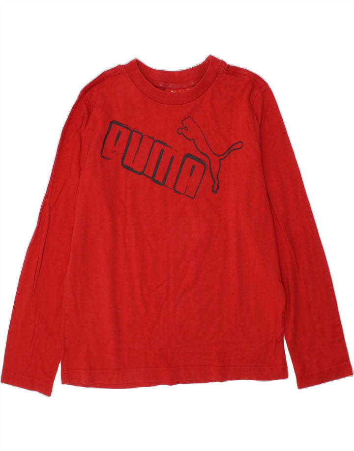 PUMA Boys Graphic Top Long Sleeve 11-12 Years Red Vintage Puma and Second-Hand Puma from Messina Hembry 